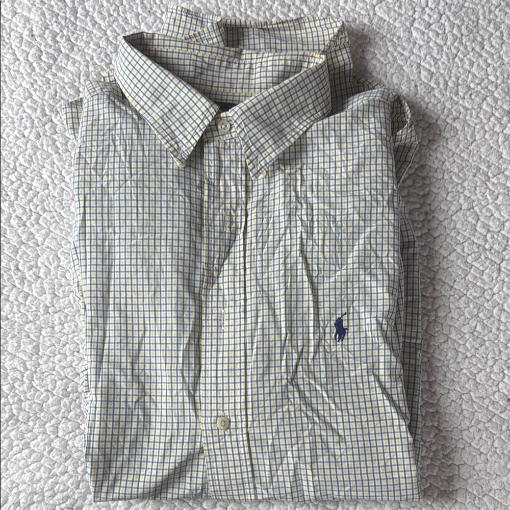 Polo by Ralph Lauren Blue and Yellow Casual Button Down Shirt